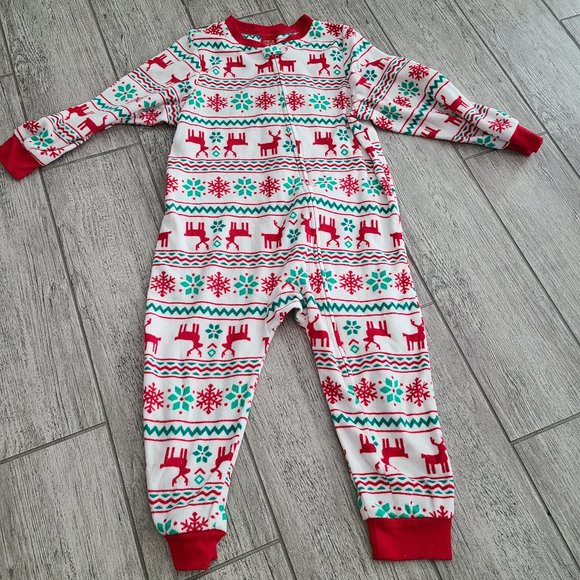 Jammies for your Families toddler girl long warm Christmas pajamas reindeer sz 4 - Picture 1 of 7